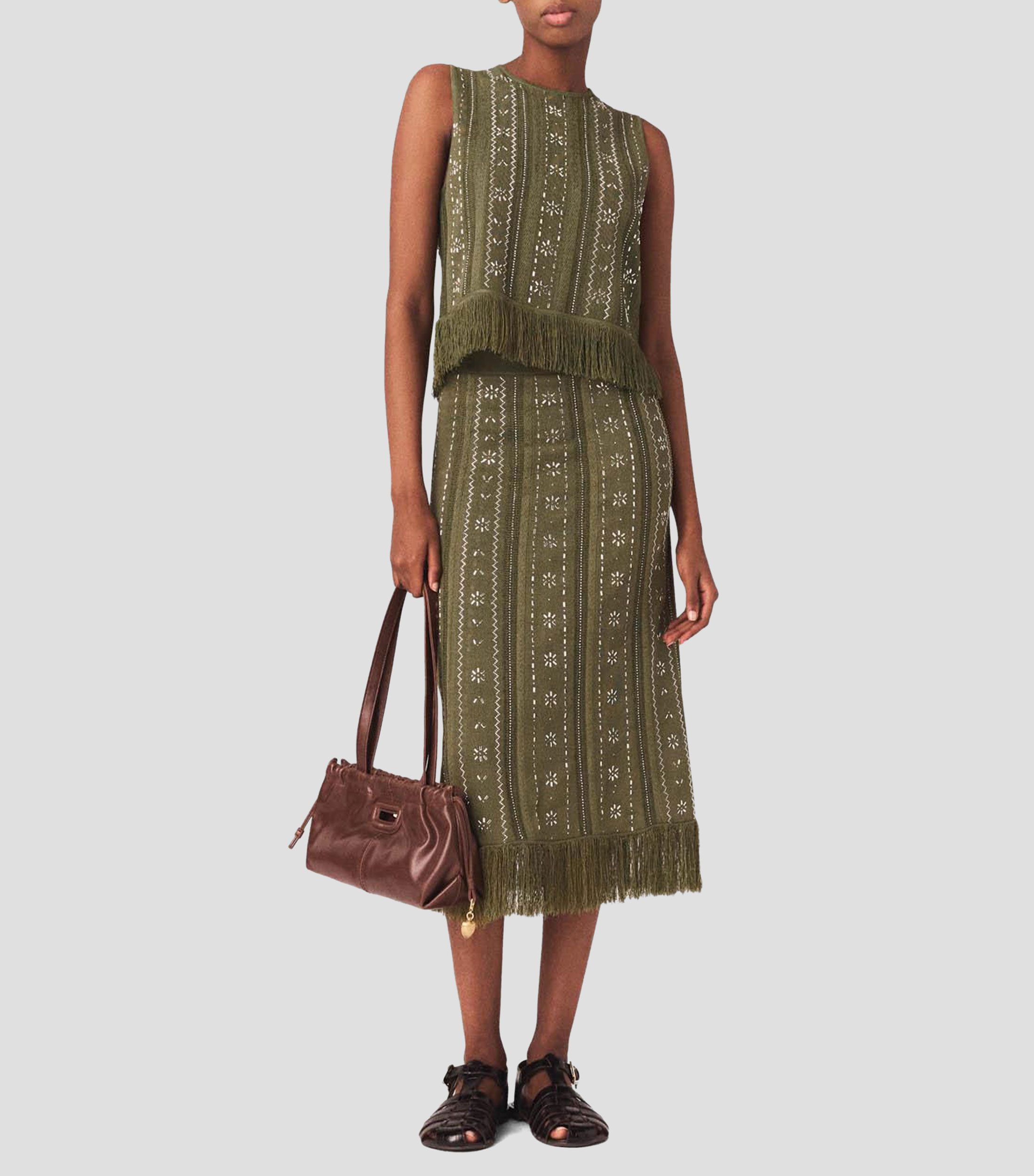 Falda midi de corte A estampada Mujer